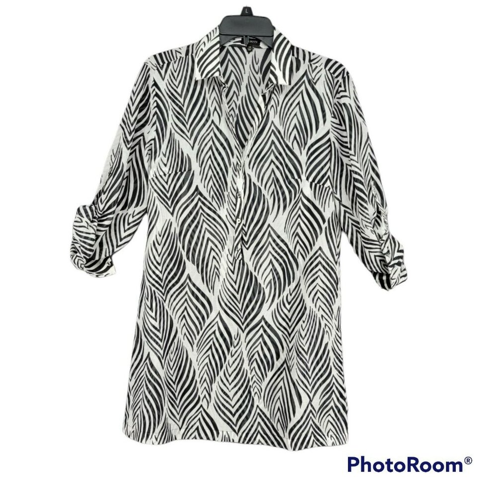 Talbots Sheer  Zebra  Tunic Top Blouse XS